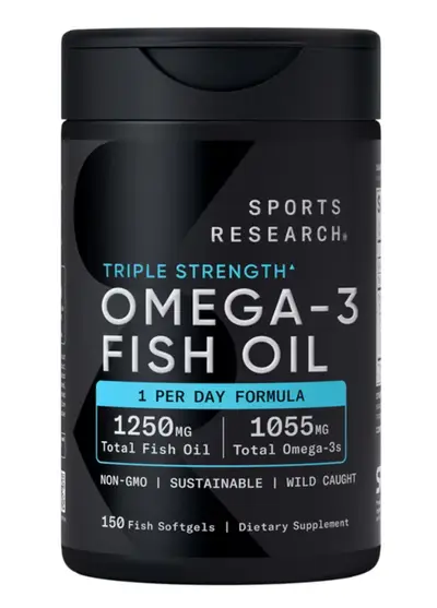 Sports Research Triple Strength Omega-3 Fish Oil, 150 Fish Softgels